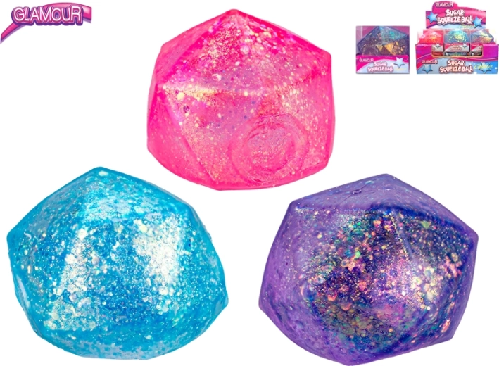 Balle antistress glamour en forme de diamant avec slime pailleté