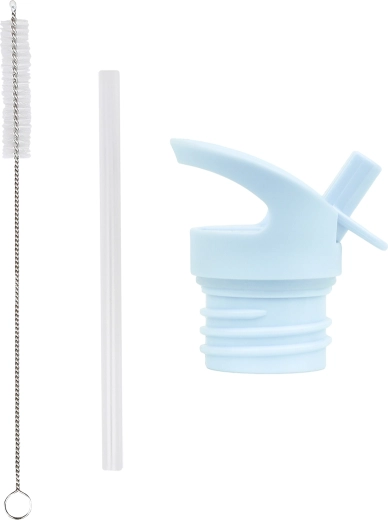 A Little Lovely Company – ensemble de bouchon, brosse de nettoyage et paille pour gourde en acier inoxydable (rabattable)