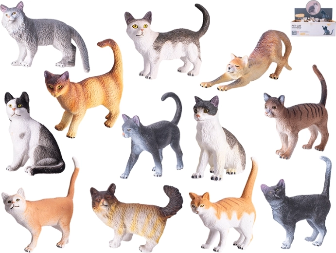 Set van 12 realistische kattenfiguren