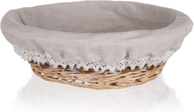 Panier rond en osier Duo 26 × 8 cm avec dentelle