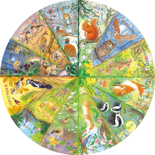 Ronde puzzel Jaar in het Bos 500 stukjes GIBSONS