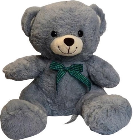 Grand ours en peluche gris avec nœud