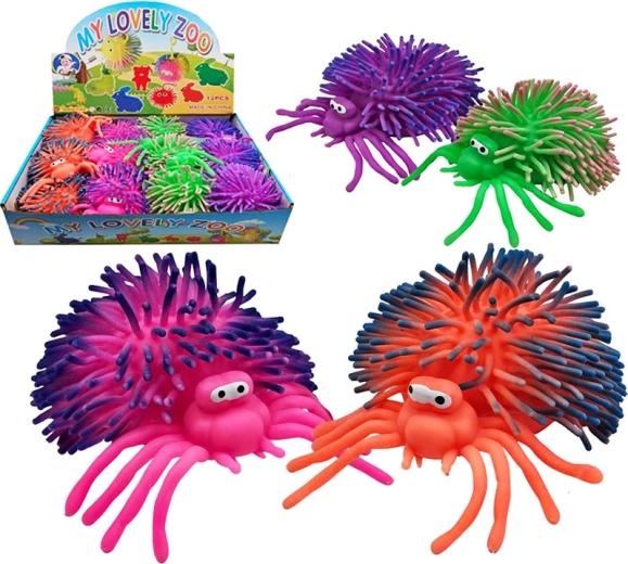 Colorful light-up squeezable spider – anti-stress toy 12 cm