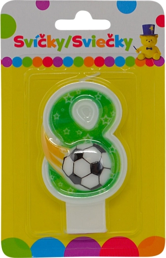 Verjaardagskaars cijfer 8 met bal