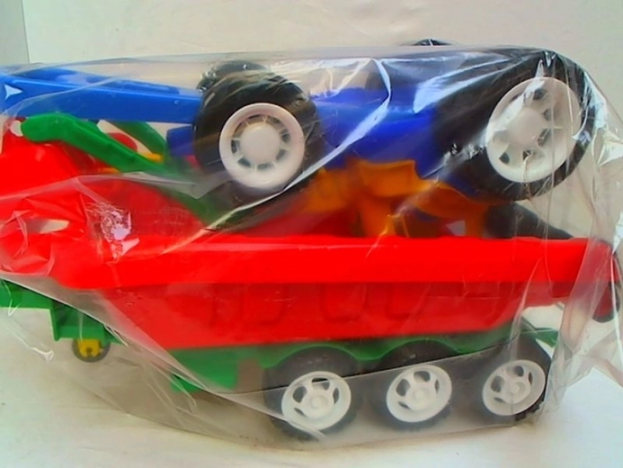 Children’s bulldozer with trailer and guiding handle
