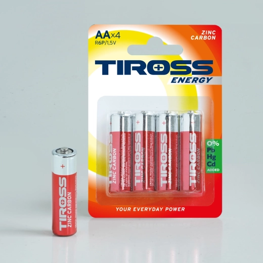 AA zinc-carbon batteries 1.5 V, pack of 4