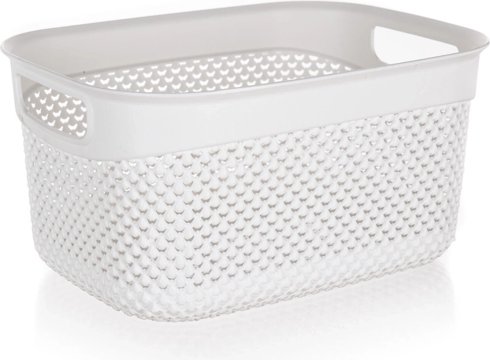 Plastic storage basket, rattan-style, white, 23 × 17 × 12 cm, 3.3 l