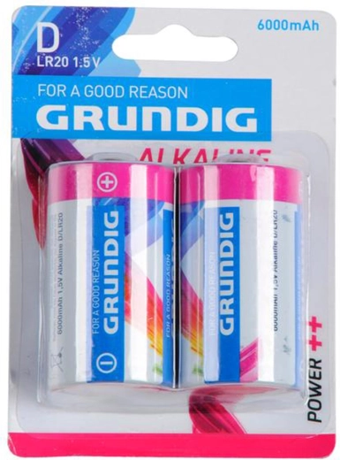 Alkaline-Batterien D LR20 GRUNDIG 6000 mAh, 2 Stk.
