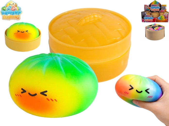 Squishy Dumpling Rainbow Stress-Relief Dumpling in Basket 8.5 cm (12 pcs)