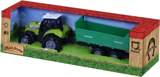 Tracteur avec sons et lumière avec remorque verte