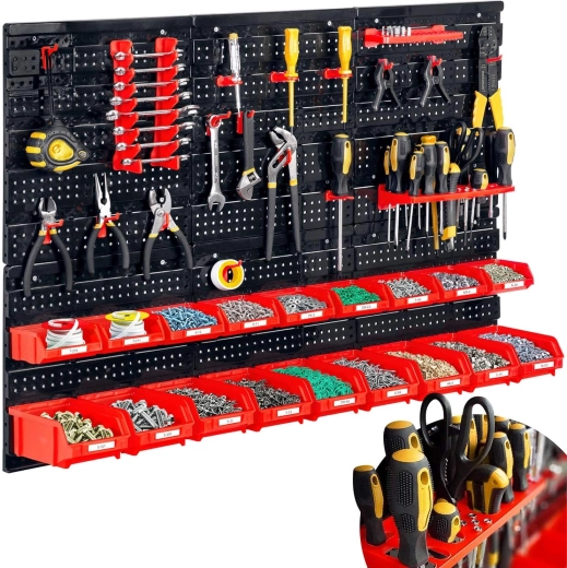 Wandgemonteerd werkplaatsbord voor gereedschap 96 × 76 cm HUMBERG