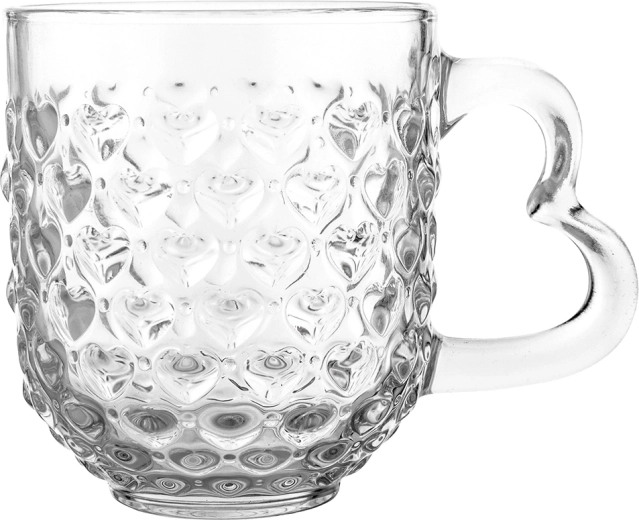 Altom Design glass mug with heart-pattern relief, 310 ml
