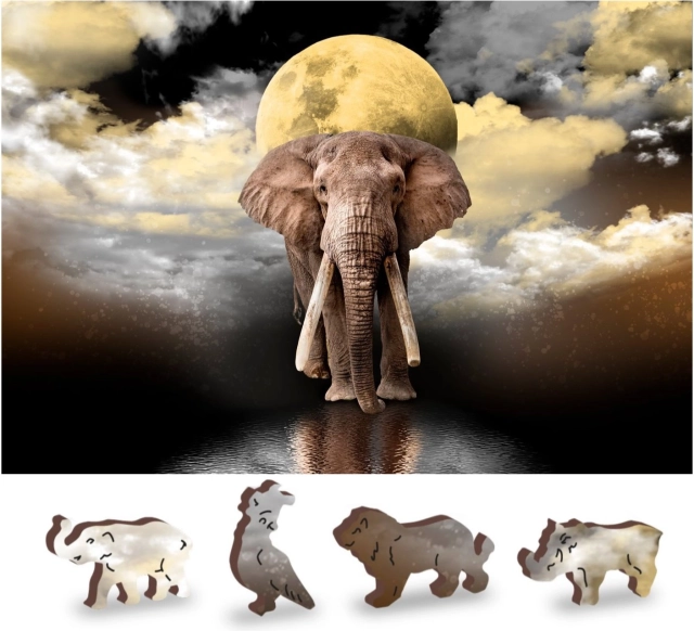 Wooden Puzzle Elephant Dreams 2-in-1, Eco-Friendly, 150 Pieces
