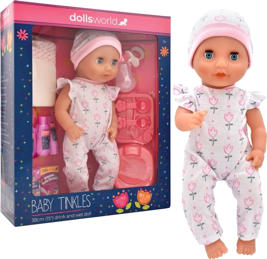 Dolls World Baby Tinkles 38 cm with drinking and peeing function with accessories