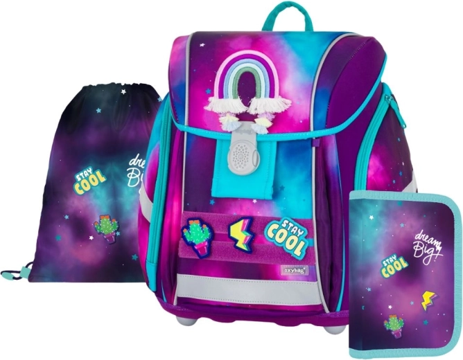 Schoolset 3 stuks Premium Light Dream – boekentas, gymsack en etui