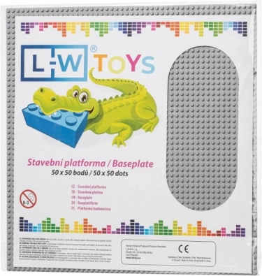 Große Baugrundplatte 50×50 Noppen – grau (kompatibel mit LEGO)