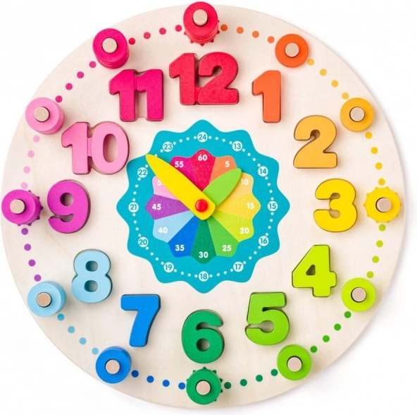 Horloge pédagogique en bois, 102 pièces