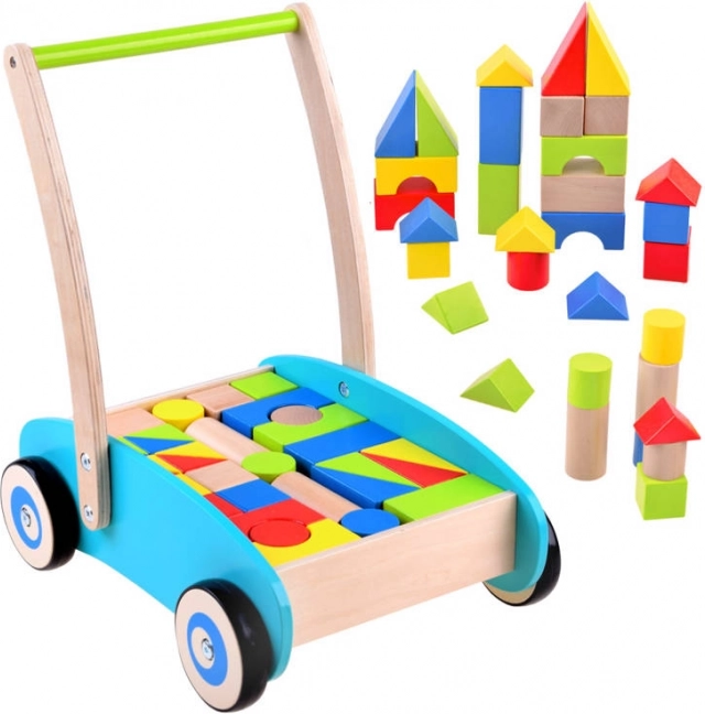 Wooden Walker with Blocks for Children