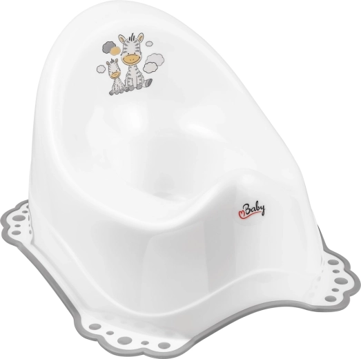 Maltex potje met antislip en muziek Zebra, wit/grijs