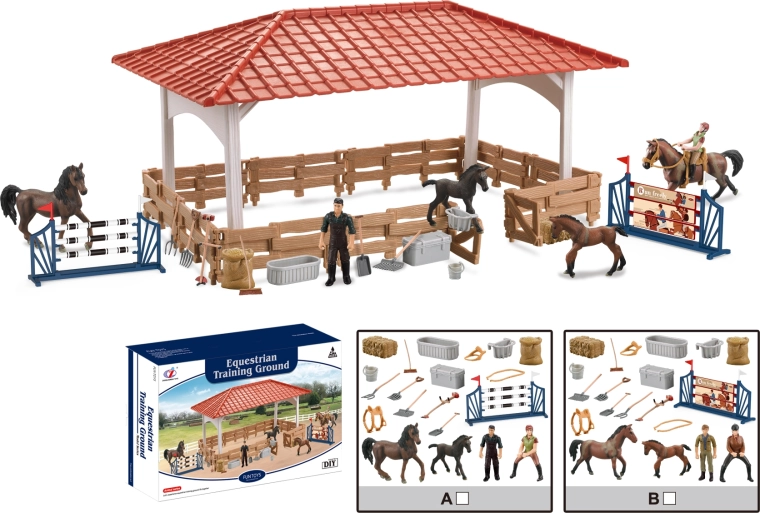 Animaux de la ferme – grande piste équestre avec accessoires