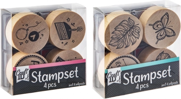 Ensemble de tampons en bois avec encreurs – fête et nature, 4 pcs