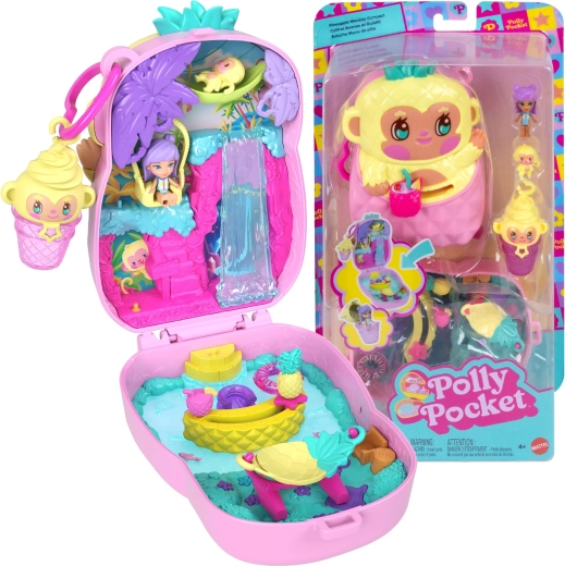 Polly Pocket singe ananas – set de jeu compact avec figurines et accessoires