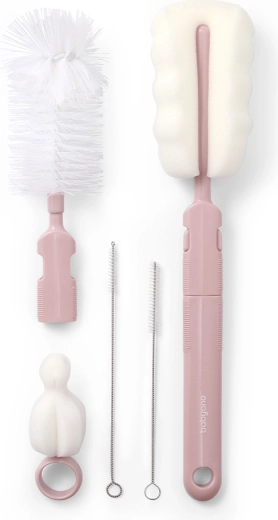 BabyOno brosses pour biberons et tétines avec manche amovible, rose