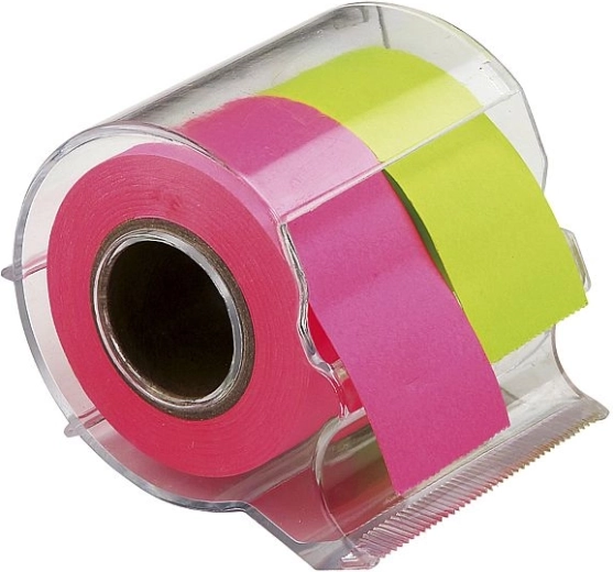 Self-adhesive notes with dispenser 2.5 × 10 m, neon colors