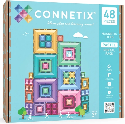Connetix Pastel Portal Pack – jeu de construction magnétique créatif, 48 pièces