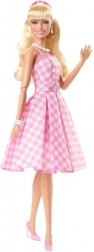 Barbie movie doll Margot Robbie in pink dress