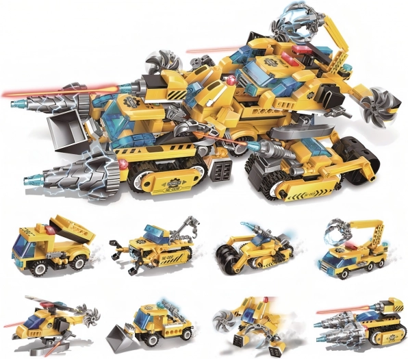 Klemmbaustein-Set QMAN THE LEGEND OF CHARIOT 8-in-1 – Baumaschinen