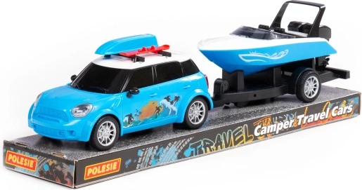 Auto Cruise met boot op aanhangwagen