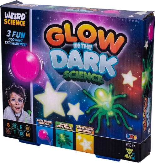 Wetenschappelijke experimenteerset die in het donker licht