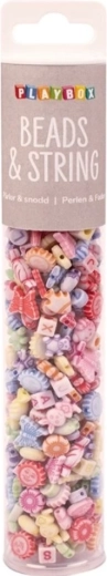 Playbox pastelkleurige kralen in een tube, 350 stuks