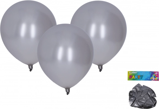 Metallic Silver Inflatable Balloons 30 cm, Set of 10
