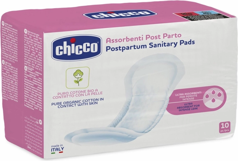 Chicco serviettes post-partum en coton biologique 10 pcs
