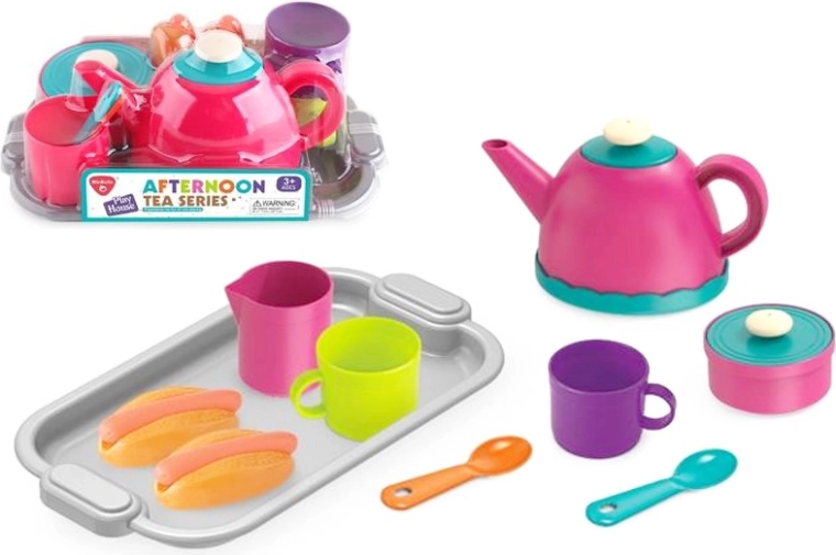 Kinder theeservies SWEDE van metaal met bloemenpatroon