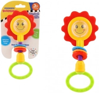 Flower-shaped rattle and teether, plastic, 8 × 19 cm, from 3 months