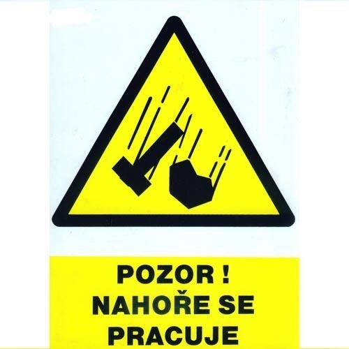 Safety sign Caution! Work overhead A4 plastic