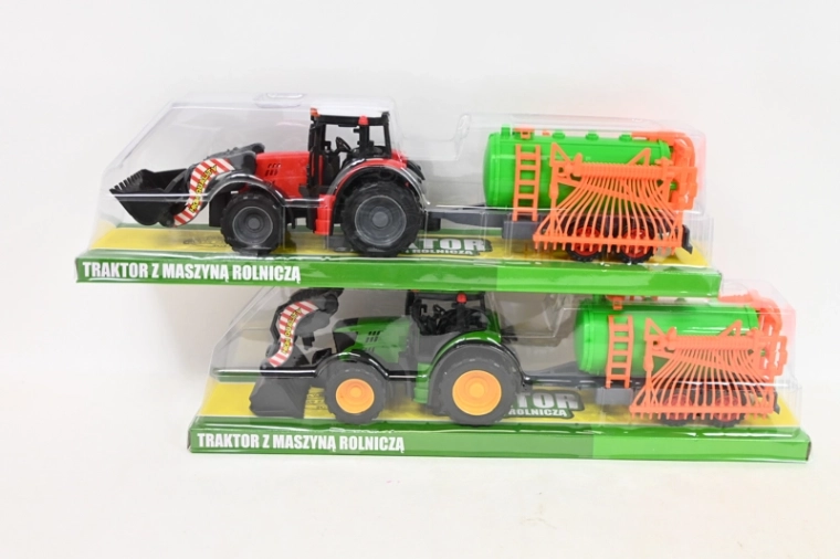 Tractor met voorlader en landbouwmachine