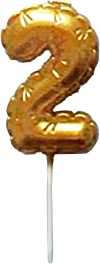 Taartkaars cijfer 2 goud 6 cm