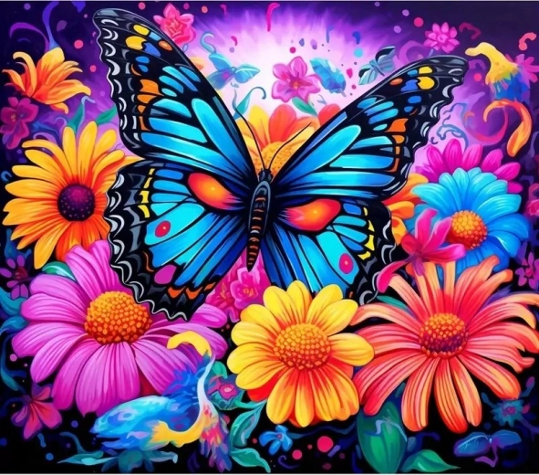 Diamond Painting Butterfly Among Flowers 30 × 40 cm