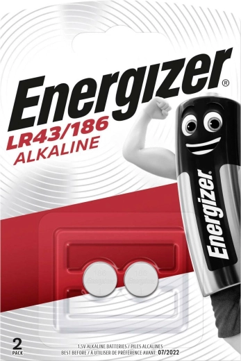 Energizer LR43/186 Alkaline-Knopfzellen 1,5 V, 2 Stk.