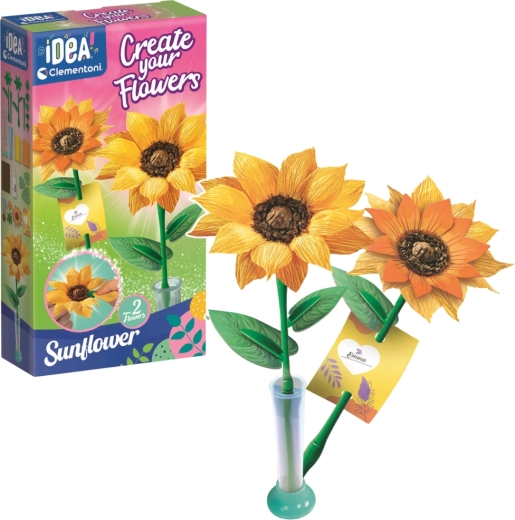 Idea Art creatieve set mini bloemenfabriek – zonnebloemen CLEMENTONI