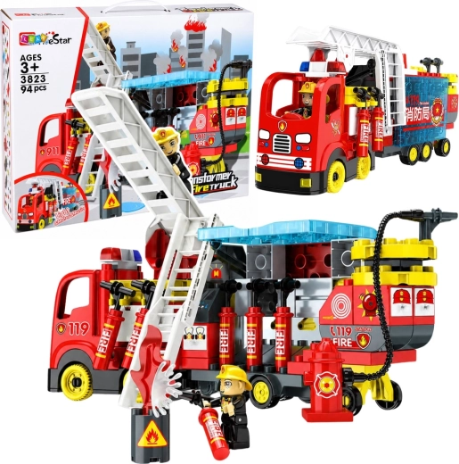 LEAVStar build-it-yourself fire truck with lights and sounds (94 pieces)