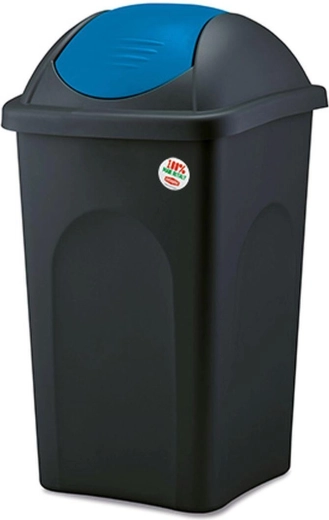 Flip-top trash can MULTIPAT 60 l, black-blue lid