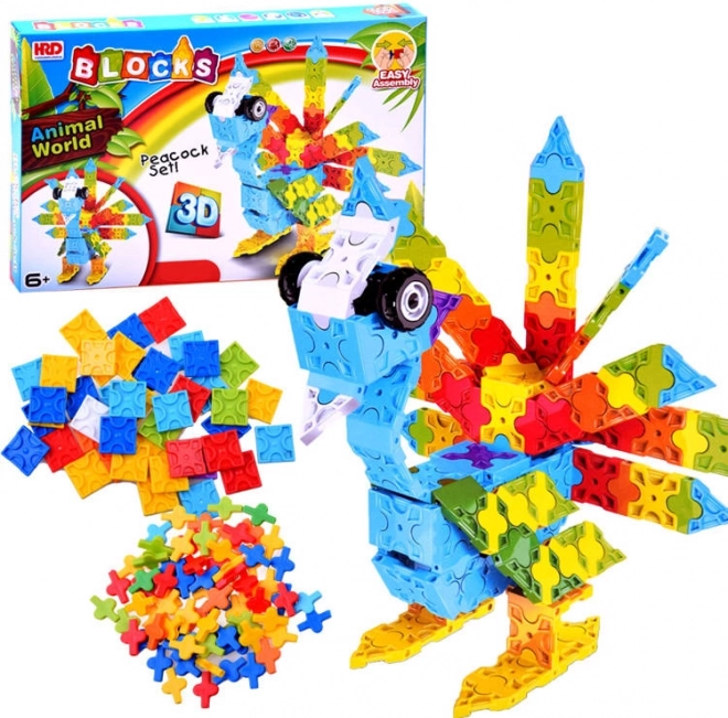 Creative Colorful 3D Building Set – Peacock, 227 Pieces