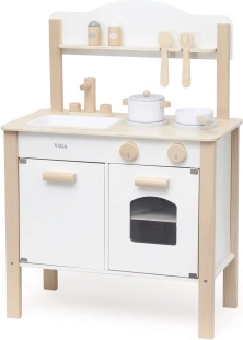 Modern wooden children's play kitchen – white