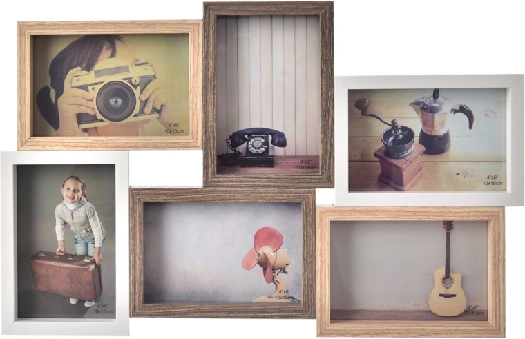 Wooden photo frame for 6 photos 50 × 32 cm