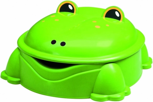 Sandkasten aus Kunststoff in Form eines Frosches mit grünem Deckel